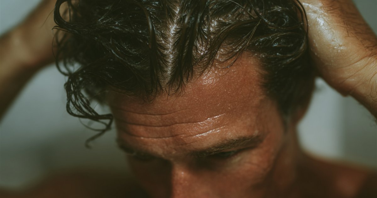 Personne se massant le cuir chevelu lors d'un shampooing